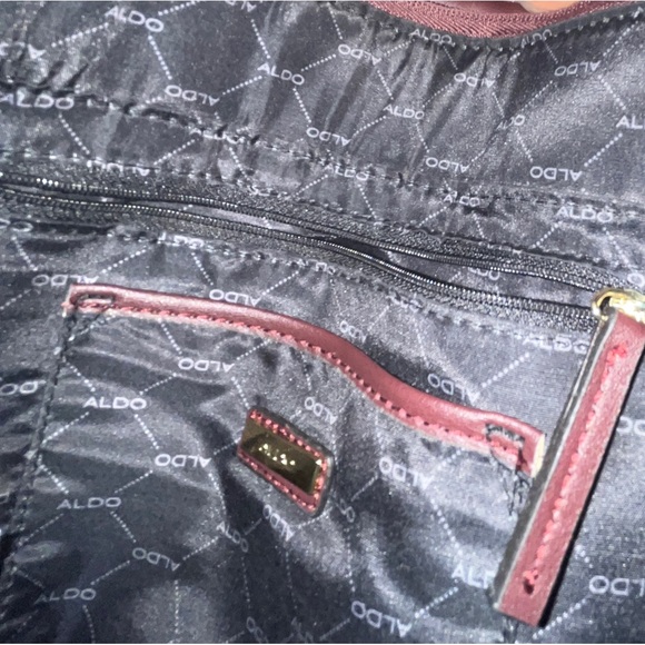 ALDO Oxblood Structured Tote With Faux Snake Detail - Picture 5 of 9